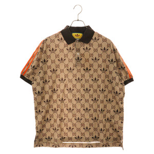 GUCCI グッチ×ADIDAS GG SHIRT アディダス GG柄 ポロシャツ ブラウン 700497 XJE1M