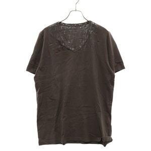 メゾンマルタンマルジェラ AIDS T-shirt グラフィックプリント エイズ Vネック 半袖Tシャツ ブラウン 30GC999420299