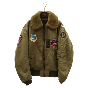 HOUSTON ヒューストン B-15B FLIGHT JACKET フライトジャケット カスタムワッペン カーキ MIL-J-6251