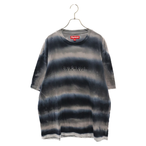 SUPREME シュプリーム 23AW Dyed Stripe S/S Top タイダイ フロントロゴ刺繍 ストライプ半袖Tシャツ グレー