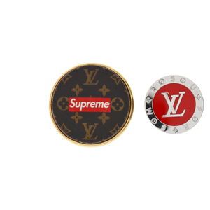 LOUIS VUITTON ルイヴィトン 17AW ×Supreme Pin Brooch シュプリーム ボックスロゴ モノグラム ピンブローチ レッド/ブラウン MP2076