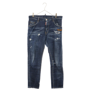 DSQUARED2 ディースクエアード 19AW Run Dan Jean ランダンジーン パッチ付きダメージ加工デニムパンツ インディゴ S74LB0559