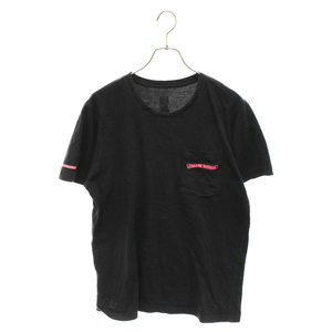 CHROME HEARTS クロムハーツ Neon Pink Stripe Logo Tee ネオンピンクストライプロゴ 半袖Tシャツ ブラック/ピンク