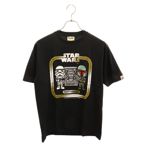 A BATHING APE アベイシングエイプ 19AW ×Star Wars Baby Milo Boba Fett Tee スターウォーズ キャラクタープリント 半袖Tシャツ ブラック