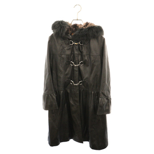 BALMAIN Balmain ram leather fur trench coat black lady's 1148B