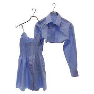 ALEXANDER WANG アレキサンダーワン Layered Design Cotton Dress レイヤードデザインコットンドレス ブルー 4WC2246263