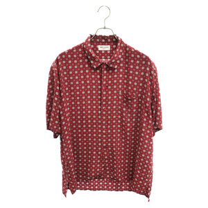 SAINT LAURENT PARIS sun rolan Paris total pattern silk short sleeves shirt 531956 Y132T red 