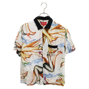 SUPREME シュプリーム 15SS Heel Shirt ヒールプリント総柄半袖レーヨンシャツ ホワイト