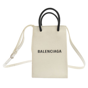 BALENCIAGA バレンシアガ SHOPPING PHONE HOLDER ショッピングバッグ フォンホルダー スクエアカーフ ショルダーバッグ ホワイト 593826