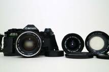 Canon キャノン　AE-1 PROGRAM　ブラックボディ ＋ 3本レンズ　50mm 1:1.4 /35-70mm 1:3.5-4.5/200mm 1:4 S..S..C._画像1