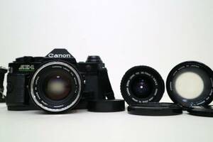 Canon キャノン　AE-1 PROGRAM　ブラックボディ ＋ 3本レンズ　50mm 1:1.4 /35-70mm 1:3.5-4.5/200mm 1:4 S..S..C.