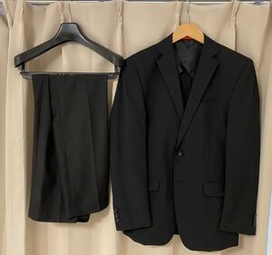 ウォッシャブル 洗えるスーツ シングル スーツ セットアップ ジャケット パンツ スラックス 2点セット まとめ売り 黒 ブラック メンズ
