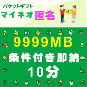 条件付きで即納10分☆匿名☆9999MB☆マイネオ パケット ギフト☆mineo☆約10GB☆迅速☆即納☆即☆対応☆