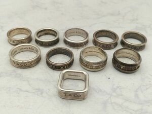 Y4 1円～ 中古品 ティファニー Tiffany＆Co アトラス ナロー スクエア リング 指輪 シルバー 925 総重量約79.9g アクセサリー 10点セット