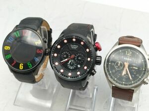 Z11 1円～ 稼働/不動品 フォッシル FOSSIL ロマゴ ROMAGO フランテンプス FRANC TEMPS クオーツ 腕時計 メンズ まとめて 3点セット