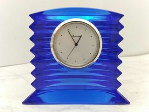 Z28 1円～ 不動品 バカラ Baccarat ラランド 置き時計 クロック クリスタル 青 ブルー 置き物