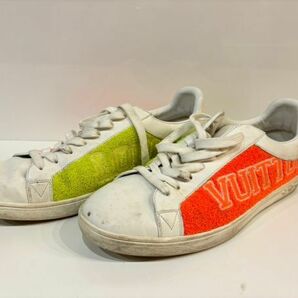 Y8 1円～ 中古品 ルイヴィトン ルクセンブルグ スニーカー 靴 オレンジ イエロー ホワイト 8.1/2サイズ 日本サイズ26.5㎝ メンズの画像1