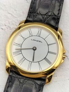 S12 三 不動品 1円～ ランセル LANCEL クオーツ ゴールドカラー 白文字盤 腕時計