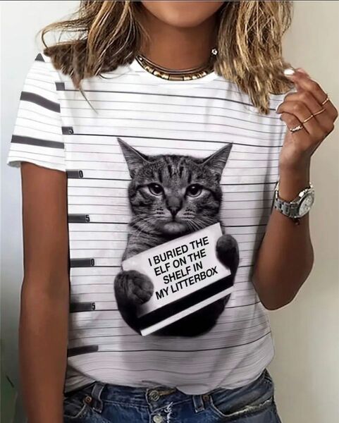 猫　ねこ　ネコ　猫Tシャツ 半袖Tシャツ猫好き　猫柄　トラ猫　とら猫　可愛い　Lサイズ　新品未使用　猫好き　猫愛好家