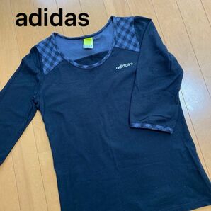 adidas 五分袖　Tシャツ カットソー 黒　