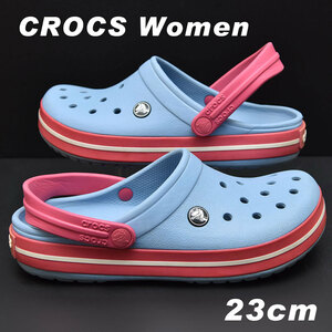 並品 クロックス crocs　レディース 水色＆ピンク　23cm