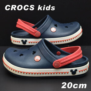 並品 クロックス crocs キッズ ミッキー　ネイビー＆レッド20cm