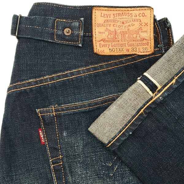 大きめ W33◆Levi's 37501◆日本製ビンテージ加工復刻ジーンズ501XX炭鉱系シンチバックビッグEリーバイス赤耳メンズデニムレプリカLVC 805