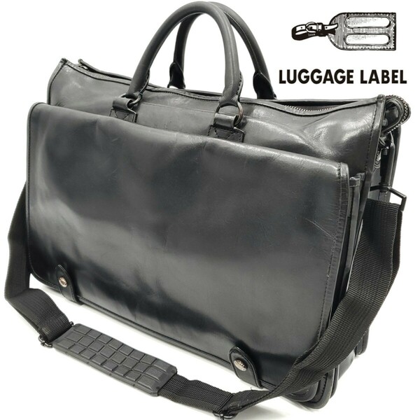 2wayショルダー◆LUGGAGE LABEL◆日本製オールレザービジネスバッグ黒ブラック本革ラゲッジレーベル本皮メンズ吉田カバンPORTERポーター813