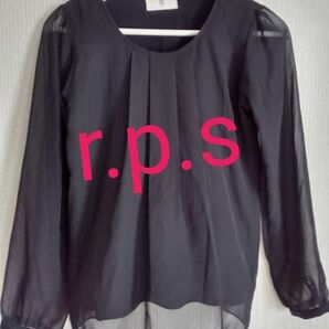 １時までタイムセール☆　r.p.s レディース 　ブラウス　夏服　長袖　 黒 　袖がシースルー 人気　トップス 上品