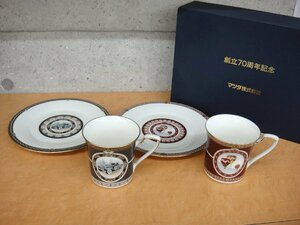 65405K 未使用品 ノリタケ マツダ 創立70周年記念 カップ プレート ペアセット マグカップ 皿 2種 70周年 mazda Noritake