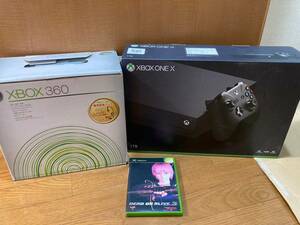 【1円スタート】XBOX 360　XBOX ONE X　1TB　本体　箱付き　デッドオアアライブ3　動作未確認　