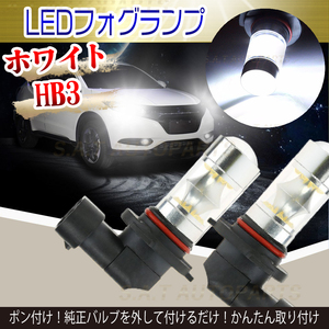 LED フォグランプ ホワイト 100W ハイパワー 2個 HB3 ハイビーム 12v 24v フォグライト 送料無料 送無