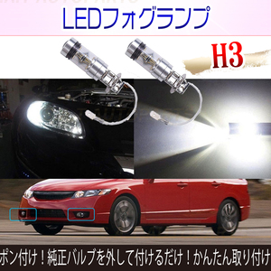 H3 LED 100W ハイパワー フォグランプ 2個セット ホワイト ライト ハイビーム 12v 24v フォグライト 送料無料 SALE