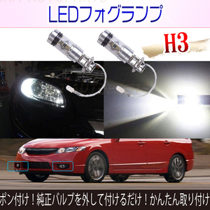 H3 LED 100W ハイパワー フォグランプ 2個セット ホワイト ライト ハイビーム 12v 24v フォグライト 送料無料 新品