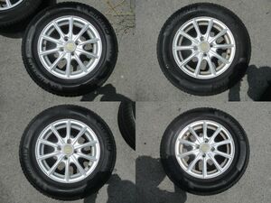 #N588(895811)【2021年製・溝あり】ECO FORME アルミホイール 4穴 PCD100 タイヤ付き 4本set MICHELIN ENERGYSAVER4 185/70R14 ノート E12 