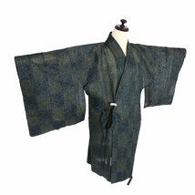 春夏用 和装コート 羅 道中着 正絹 紺 緑 金 市松模様 Lサイズ A4816 新品 夏コート レディース シルク ギフト 送料込み_画像3