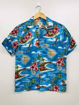 美品 90's HAWAII STATION アロハシャツ S（実寸M）ハワイ製 ココナッツボタン（検）東洋 サンサーフ_画像1