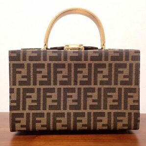 G797/1G◆FENDI フェンディ ズッカ バニティ 2WAY ハンド バッグ 茶色xゴールド◆の画像3