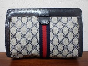 H140/6J◆GUCCI グッチ オールドグッチ GG柄 シェリーライン セカンドバッグ クラッチバッグ◆