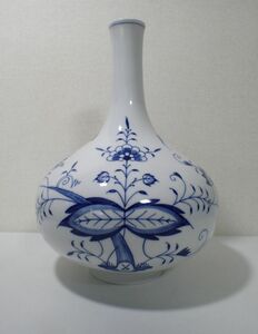 G963/1D◆Meissenマイセン ブルーオニオン 花瓶 フラワーベース 高さ24.3㎝ 美品◆