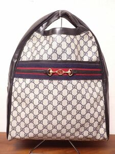 G759/1G●GUCCI オールドグッチ シェリーライン トートバッグ ネイビー 中古品●