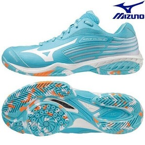 【71GA211711 23.5】MIZUNO(ミズノ) バドミントンシューズ　ウェーブクロー2FIT　ターコイズ/ホワイト/オレンジ 23.5 新品、未使用　2E相当