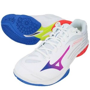 [71GA211013 21.0]MIZUNO( Mizuno ) badminton shoes wave Claw 2 white / blue / coral 21.0 new goods, unused 3E corresponding 