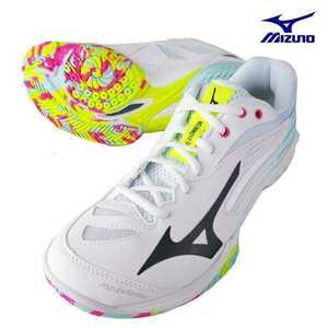 【71GA211709 25.5】MIZUNO(ミズノ) バドミントンシューズ　ウェーブクロー2FIT　ホワイト/ブラック/イエロー 25.5 新品、未使用　2E相当