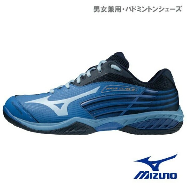 【71GA211006 22.5】MIZUNO(ミズノ) バドミントンシューズ　ウェーブクロー2　ブルー/サックス　 22.5 新品、未使用　3E相当