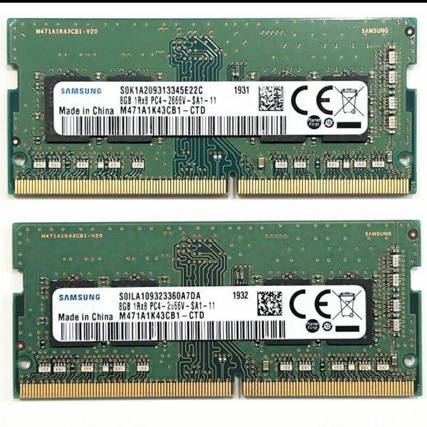 SAMSUNG 8GB×2枚 計16GB PC4-2666V ノート用