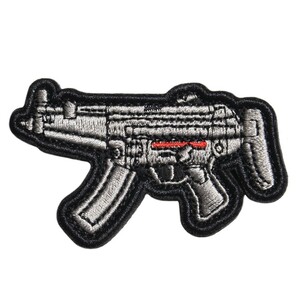 ミリタリーワッペン MP5 サブマシンガン 刺繍 ベルクロ H&K 短機関銃 ミリタリーパッチ アップリケ 記章 徽章 襟章