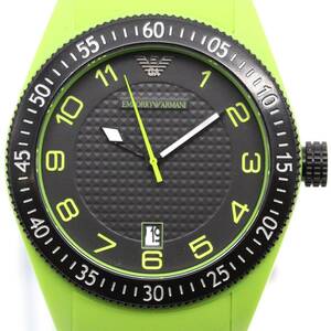 [ unused exhibition goods ] Emporio Armani EMPORIO ARMANI green wristwatch men's quartz A03397