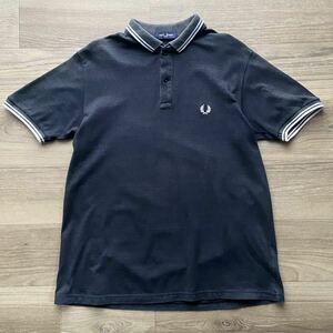  old clothes FRED PERRY Fred Perry embroidery Logo polo-shirt with short sleeves deer. . black L size 