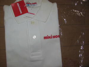 1 jpy ~ rare * new goods tag attaching Miki House miki HOUSE polo-shirt with long sleeves 90 size Logo go in * cotton 100% made in Japan white * child child clothes Kids * postage 230 jpy 